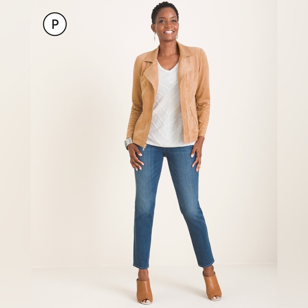 Petite Faux-Suede Moto‎ Camel Jacket - Picture 15 of 16